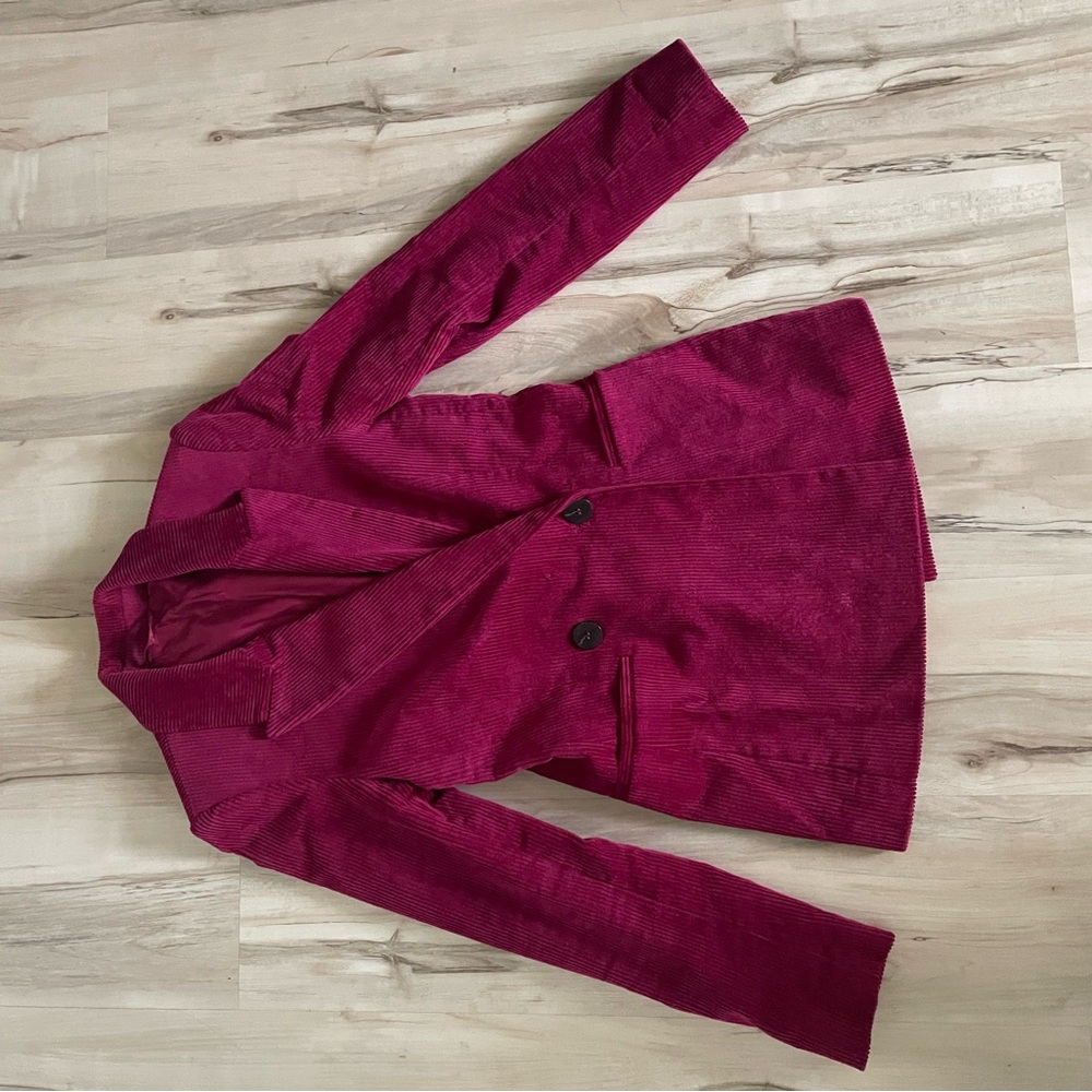& Other Stories Burgundy Berry Corduroy Double Breasted Blazer - Picture 9 of 9